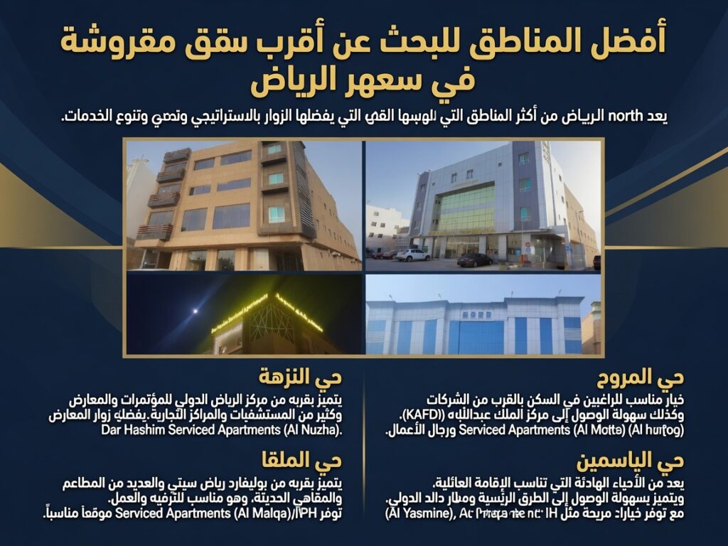 أفضل المناطق للبحث عن أقرب شقق مفروشة في شمال الرياض