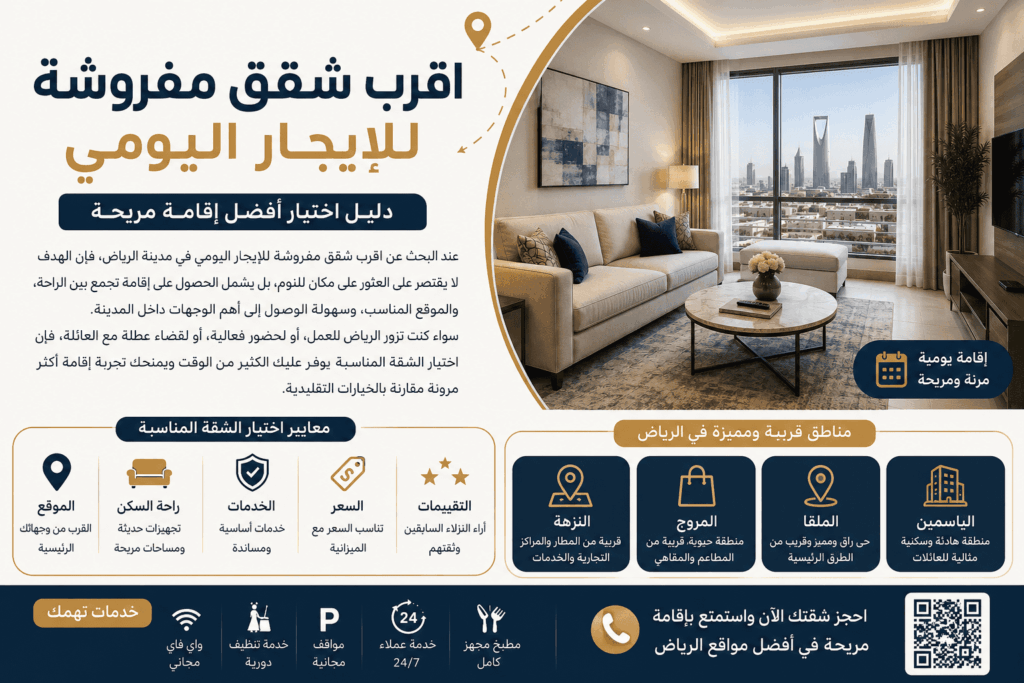 اقرب شقق مفروشة للايجار اليومي